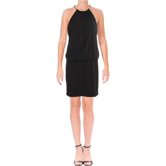 Jessica Simpson Dresses & Skirts - Jessica Simpson Blouson Halter Dress Black Gold 14